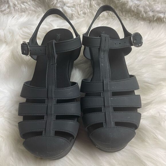 Jeffrey CAMPBELL Candied Black MattePlatform Sandals SZ 8 - Picture 4 of 11